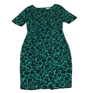 Boden Fleur Sheath Dress Size 18L Green Navy Blue Floral Print
